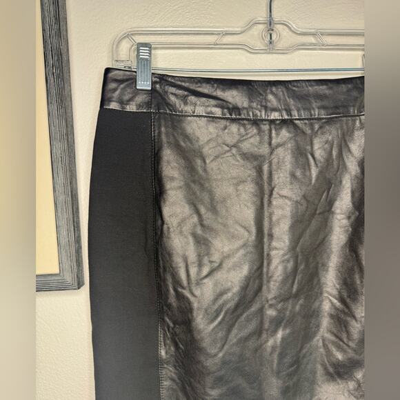 Ann Taylor Loft  Black Gunuine Leather Mini Skirt - Picture 4 of 8